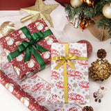 Christmas Wrapping Paper Reversible Vintage Santa And Merry Christmas Red White Gift Wrapping Paper Rolls-17 Inch X 33 Feet