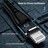 2 Pack 6FT Lightning to USB Charger Cable Nylon Braided Fast Charging Cord for iPhone 15 14 13 12 11 iPad Blue