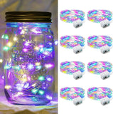 8 Pack Fairy Lights Battery Operated 7FT 20 LED Rainbow Pastel String Lights 3 Modes Waterproof Firefly Lights for Mason Jars Wedding Party Decor