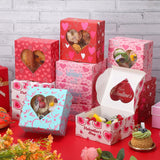 30 Pack Small Valentine'S Day Cookie Boxes, 6X6X3 Inches Cupcake Containers Valentines Bakery Treat Boxes With Heart Window For Cupcakes Donuts Cookie Chocolates Strawberries