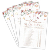 Wedding Shoe Game Bridal Shower Game - Floral & Champagne - 30 Pcs Watercolor Double-Sided Fill-In Wedding Game Cards For Newlyweds, Engagement Party Activities & Decorations -C03