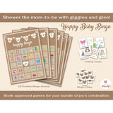 Baby Shower Games For Girl Or Boy, 250 Pcs 5 Games Activities Cards, Funny Baby Shower Games, Gender Neutral, Baby Shower Ideas