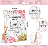 Bbq Guess How Many Candies Are In The Jar Game, Pack Of 1 Wooden Tabletop Sign With Stand And 50 Guessing Cards, Backyard Baby Shower Game, Gender Reveal Party Decorations - Wv13