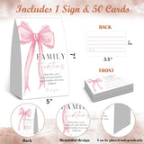 Family Tradition Cards For Baby Shower Games, Pink Bow Theme Baby Shower Game, 1 Standing Sign And 50 Advice Cards, Gender Reveal Party Supplies, Newborn Announcement Party Decorations