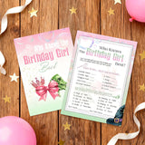 24 Pcs Who Knows The Birthday Girl Best,Witch Pink And Green Game Cards,Sweet Interactive Birthday Party Supplies
