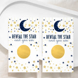 Twinkle Little Star Boy Baby Shower Scratch-Off Game Cards - Blue & Gold Theme - 30 Guest Activity Prizes
