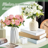 12 Bundles Silk Artificial Peonies Flowers Faux Peony Bouquet Fake Peonies Artificial Flowers Bouquets For Vase Floral Arrangements Wedding Home Table Decoration (White,Pink)
