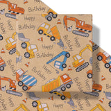 Truck Wrapping Paper Roll, Mini Roll, Colorful Truck And Happy Birthday Text Design Birthday Kraft Wrapping Paper Great For Kids Boys Birthday, Truck Party And More, 17 Inches X 16.4 Feet