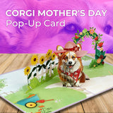 Corgi & Blooms 3D Pop-Up Mother’S Day Card – Cute Floral Dog Lover Surprise, Thoughtful Spring Gift For Mom, Wife, Grandma, Or Dog Mom – 6" X 8" Greeting Card With Envelope