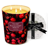 Homelights Scented Candles | Large Jar 34 Oz Natural Soy Candle | 130 Hrs Long-Lasting With 3 Wicks | Eclectic Mixed Styles Home Decor | Gifts For Mom & Women, Blackcherry Merlot