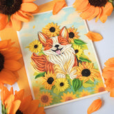 Unique Quilling Card – Corgi & Sunflower Design | Handmade Greeting Card For Birthday, Anniversary, Thank You, Dog Lovers & Friends