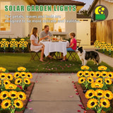 4 Pack Solar Sunflower Lights 24 Flowers Waterproof Garden Stakes for Yard Patio Lawn