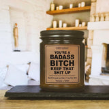 You’Re A Badass - - Scented Candle Gift For Women, Vanilla Sandalwood Scent, 9 Oz Amber Jar, 50+ Hr Burn, Best Friend Birthday Gifts For Women, Anniversary, Friendship, Motivation