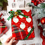 Red Christmas Wrapping Paper Roll, Santa Wrapping Paper, Retro Classic Red Santa Claus, Stewart Tartan Plaid Christmas Gift Wrap Sheets For Winter Holiday, Festive Decor (17 Inch X 33 Feet)