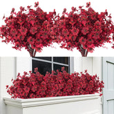 Realistic Artificial Plants Artificial Mums Fall Flowers Fake Fall Plant Uv Resistant Fake Flowers Realistic Eucalyptus Leaves Silk Mums Faux Autumn Plant For Thanksgiving Home Decor(Wine Red)