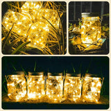 8 Pack Solar Mason Jar Lights 20 LED Waterproof Fairy String Lights with Hangers Warm White Outdoor Garden Patio Wedding Yard Decor No Jars Included Updated Design