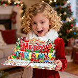 3D Pop Up Christmas Cards, Festive Xmas Popup Card With Unique Holiday Scene For Family, Friends, Includes Envelope And Writing Insert