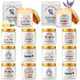12 Pcs Teacher Appreciation Gift For Graduation End Of The Year, 3. 5Oz Scented Soy Wax Fragrance Thank You Candle Gift Aromatherapy Jar Inspirational Candle, 12 Style(Rainbow, White)