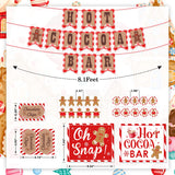 Hot Cocoa Bar Decoration Kit, Gingerbread Man Theme Hot Cocoa Bar Banner Christmas Hot Chocolate Bar Supplies Sign Toppings Labels Cup Stickers For Winter Baby Shower Christmas Birthday Decorations