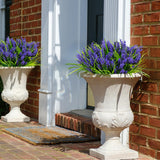 24 Bundles Artificial Plants Flowers Outdoor, Faux Lavender Flowers With Monkey Grass, Uv Resistant Plastic Faux Plants For Indoor Outdoor Window Patio Hanging Planter Home Decor
