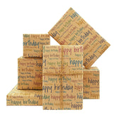 Happy Birthday Wrapping Paper For Men Women Boys Girls Kids, 20 X 28 Inches Per Sheet (4 Sheets: 15 Sq. Ft. Ttl.) Brown Recycled Kraft Folded Gift Wrap Paper For Baby Shower Daddy All Birthday Occasions