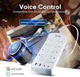 Smart Power Strip 6 Outlets 4 USB Ports 5FT Flat Plug Alexa Google Home