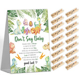 Mq-1-10: Jungle Dinosaur Baby Shower Game Sign With 50 Mini Clothespins For Gender Reveal Party Decorations