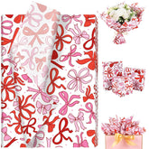 100 Sheet Valentine Coquette Bows Tissue Paper, Red Pink Bow Heart Gift Wrapping Paper For Valentine'S Day Party Supplies, 13.8 X 19.7 Inch