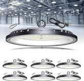6 Pack 200W UFO LED High Bay Lights 30000LM 6000K Commercial Shop Lighting for Warehouse Garage Gym