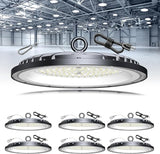 6 Pack 200W UFO LED High Bay Lights 30000LM 6000K Commercial Shop Lighting for Warehouse Garage Gym