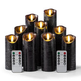 Set Of 9 Flameless Candles Battery Operated Led Real Wax Flickering Electric Candles With Remote Control Timer For Wedding Birthday Halloween Christmas Decorations (Black Color)