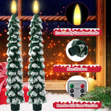 Flameless Christmas Tree Candles With Remote – 2 Pack Led Snowy Tree Battery Operated Candles, Realistic Flickering Flame, Safe Holiday Home Decor For Christmas Decorations & Gifts