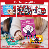 24 Pack Valentines Day Cards For Kids With Keychains And 60Pc Stickers For Valentine'S Classroom Exchange Ideas, Funny Valentine Exchange Cards For Boys Girls Classroom Gifts