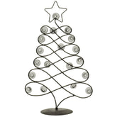 17.5" H Decorative Tabletop Display Christmas Tree Card & Photo Holder Rack In Black Finish