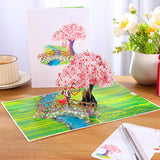 Pop Up Valentines Card Cherry Blossom, 3D Bridge With Couple, Anniversary, Wedding Cards For Wife, Husband, Her, Him, Girlfriend, Ideal Gift For Birthday, Wedding, Valentines, Mothers Day, 6X8 Inch