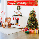 Happy Birthday Jesus Banner - Large Outdoor Christmas Decorations Jesus Bday Yard Sign, 9.8X1.6 Ft