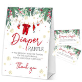 Christmas Diaper Raffle Tickets, Baby Shower Games, Gender Reveal Party Games, Winter Baby Shower Decoration, 1 Sign & 50 Tickets Cards Set-A10