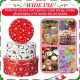 9 Pcs Christmas Cookie Tins Set 3 Sizes Decorative Cookie Boxes Christmas Tins With Lids Holiday Treats Round Metal Nesting Containers Candy Biscuits Treat Boxes(Berries,Snowflakes,Tree)