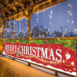 Large Red Merry Christmas Banner With Santa Claus, Snowman Background - 118X20Inch For Indoor/Outdoor Hanging Decor
