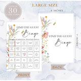 Boho Wildflower Find The Guest Bingo Game, Baby Shower Game, Pack Of 30 Game Cards, Gender Neutral Boy Or Girl, Fun Baby Game And Activity - Fa07