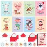 24 Pack 4X6In Animal Valentine Cards For Kids School With Envelopes And Stickers, 8 Fun Pun Designs For Boys & Girls, Children, Friends & Loved Ones - Blank Inside, Mailing, Gifting