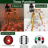 26.2 Ft 80 Led Candy Cane String Lights Christmas Decor Battery Operated Fairy Lights Remote Control With Timer 8 Modes