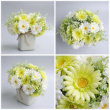 12-Pack Artificial Daisy Bouquet With Wildflowers For Table Centerpieces, Realistic Silk Spring Flowers In Green & White, Ready-To-Arranged Home Decor