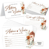 Boho Advice And Wishes For The Mr And Mrs - 50 Packs Wedding Advice Cards Bridal Shower Game Cards Reception Guest Book For Bride Groom Newlywed Engagement Party Decoration -A08