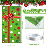 Christmas Door Cover Xmas Gift Box Door Hanging Banner Merry Christmas Front Doors Cover Backdrop Decorations For Holiday Indoor Outside Party Supplies, 70.9 X 35.4 Inch(Green Polka Dots)
