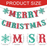 Merry Christmas Banner, Red And Green Xmas Decoration Banner Hanging Glitter Merry Christmas Garland Sign For Holiday Festival Home Indoor Party Fireplace Decor Supplies