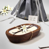 3 Wick Dough Bowl Candle, Vanilla Scented Candle With Brown Wooden Bowl, 10 Inch Large Soy Wax Candle For Home Decor, Living Room, Bedroom, Christmas Gifts For Men & Women