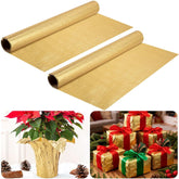 2 Roll 10 Yard Christmas Plant Pot Floral Foil, Matte Texture Floral Foil Plant Pot Covers, Golden Florals Foils Wrapping Paper For Home Garden Pots Vases Diy Decoration