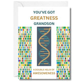 Birthday Card For Grandson, Dna Double Helix Of Awesomeness, Science Themed Birthday Card For Grandkids, Sweet And Funny Greeting Card For Grandchild