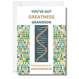 Birthday Card For Grandson, Dna Double Helix Of Awesomeness, Science Themed Birthday Card For Grandkids, Sweet And Funny Greeting Card For Grandchild
